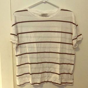 ZARA Short Sleeve Boxy Crop Top w Black Stripe, Sm